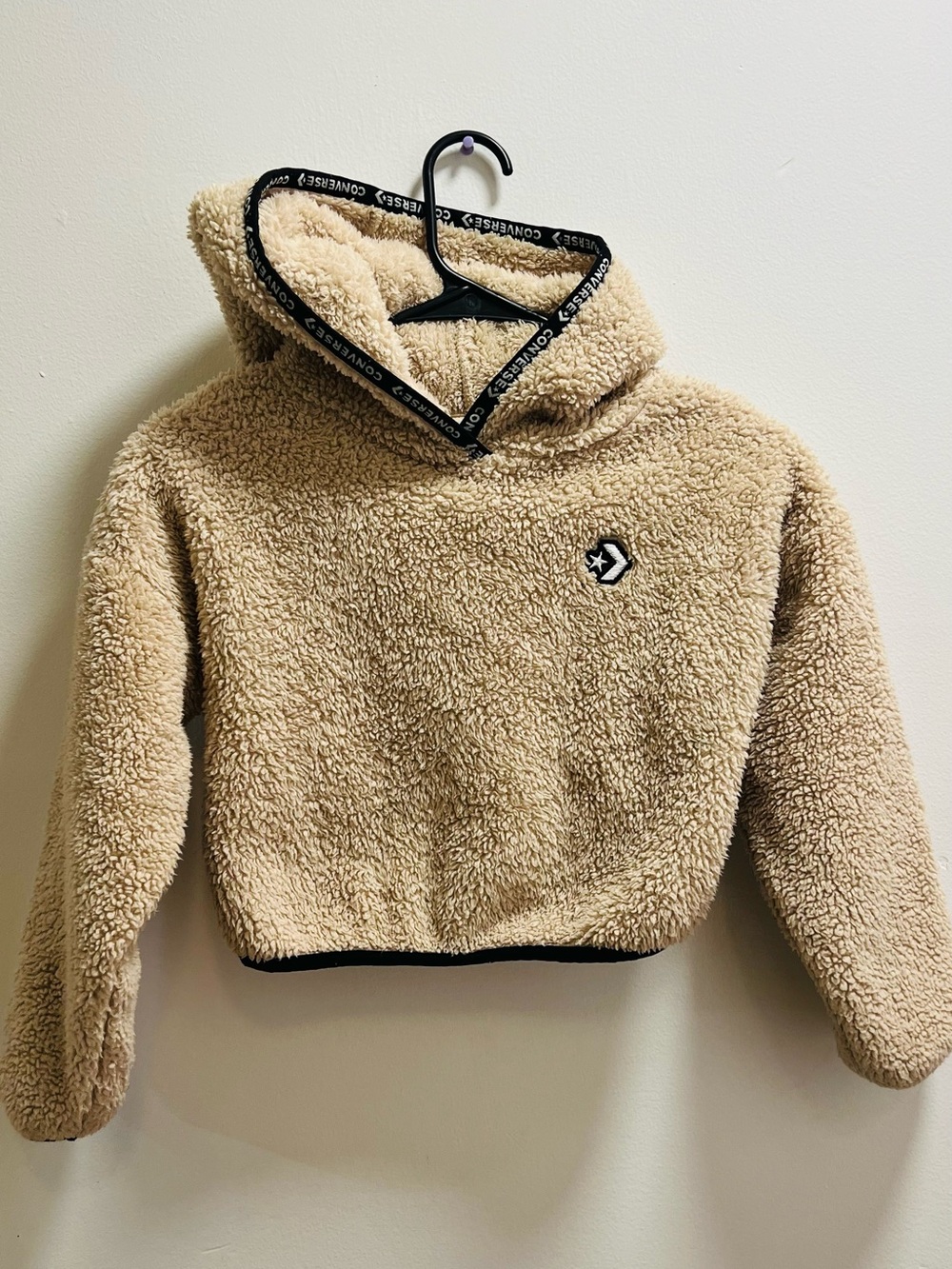 Converse Kids Beige Sherpa Pullover Hoodie
